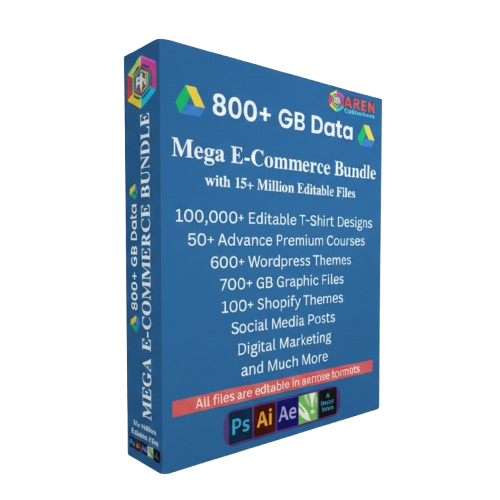 the biggest Mega e-commerce graphic design video editing and digital marketing bundle