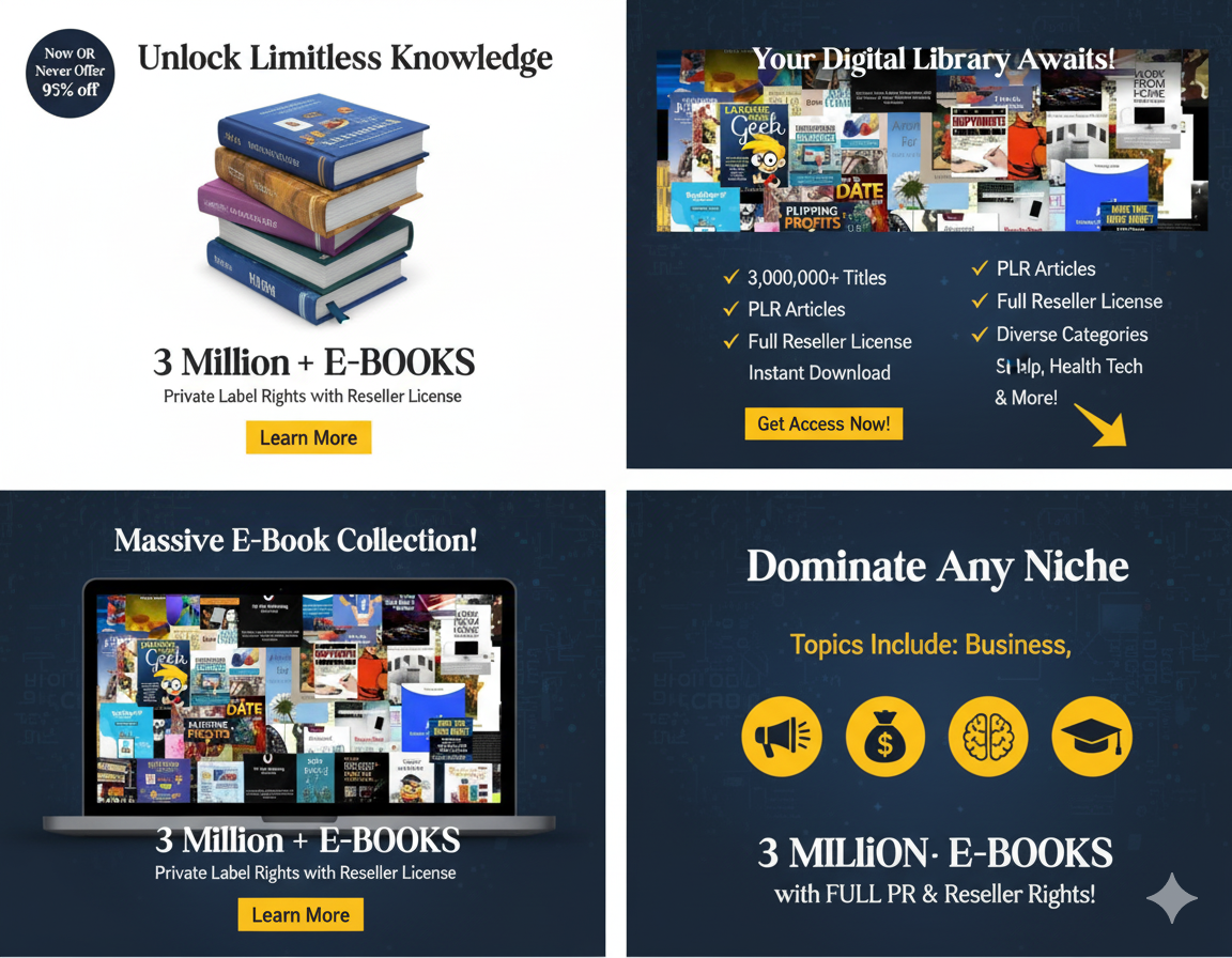 3 Million+ Ebooks + 3 Million PLR Articles Bonus with reseller rights | 3 M Ebooks bundle - Image 3