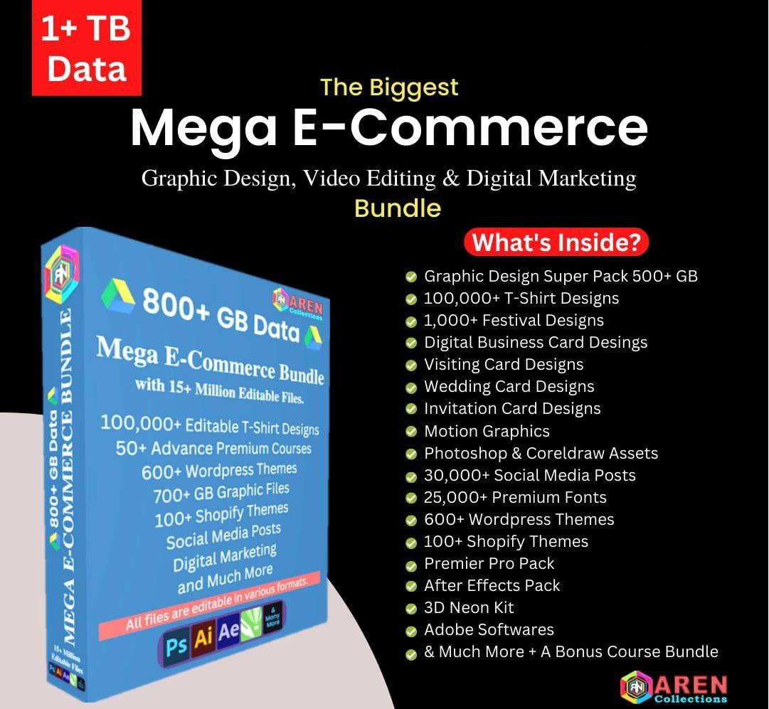 the biggest Mega e-commerce graphic design video editing and digital marketing bundle - Image 2